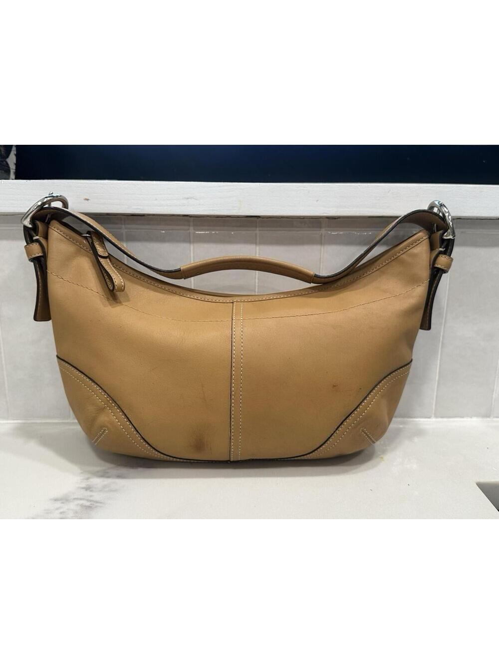Coach Women's Tan Leather Hobo Hand Bag 9464